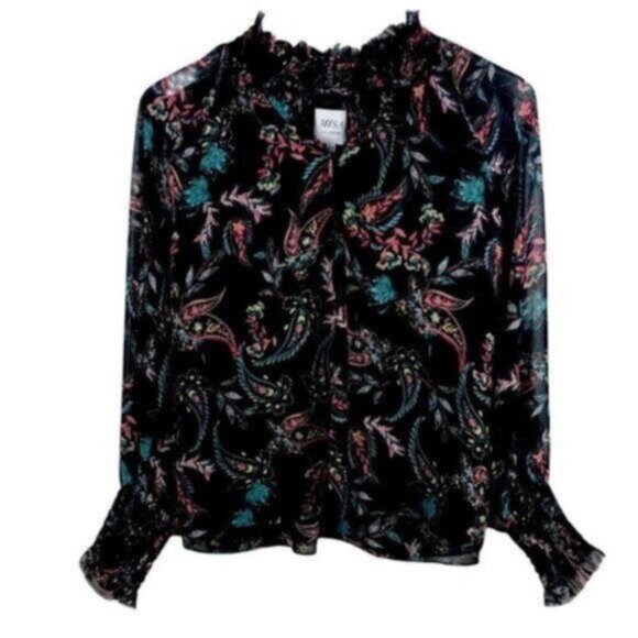 Misa Los Angeles Black Floral Blouse - Picture 4 of 12